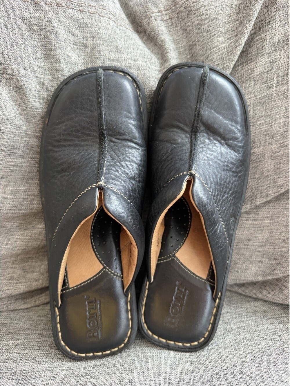 Born Black Leather Clog Mules Womens Size 6 / 36.5 Slip On